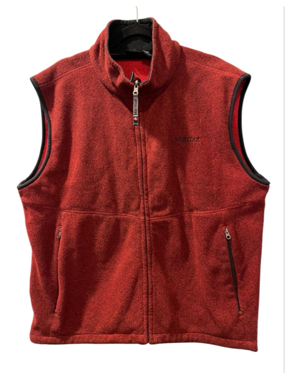 Vintage Red Marmot Fleece Gilet Vest Retro Gorpcore Hiking Men Size XL Mock Neck